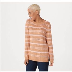 Isaac Mizrahi 
Plaid Sweater Heather Camel